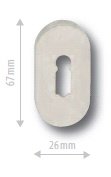 Rozeta oválná klíč 26 x 67 mm chrom CR (DOPRODEJ) - Kliky, okenní a dveřní kování, panty Kování dveřní Kování dveřní rozety, kličky